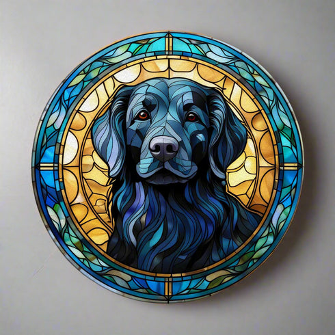 Flat Coated Retriever Glass Suncatcher Worktop Saver